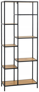 Regál, polica do pracovne - Moderná knižnica 7 police Black Oak Loft pasca