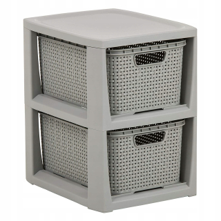 Regál, komoda do kúpeľne - Stojan s 2 košmi Rattan Grey Branq