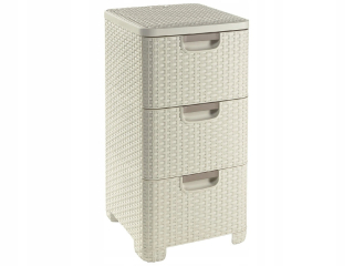Regál, komoda do kúpeľne - Rattan Style Cream Curver Bookcase Knižnica