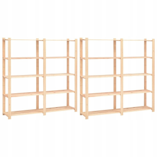 Regál policový - Stojany s 5 policami 2 ks 170x38x170 cm borovica 500