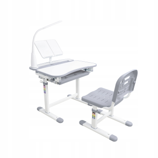 Detský písací stôla do detskej izby - Nastaviteľný detský stôl Sorriso Gray+Lamp