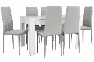 Stôl so stoličkami do obývačky - Lumina White Gloss Glamour Table pre jedáleň kuchyňa