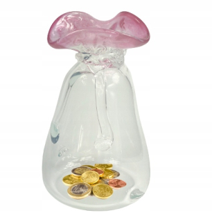 Pokladnička pre deti - Ružové sklo vrecko Piggy Bank zadarmo