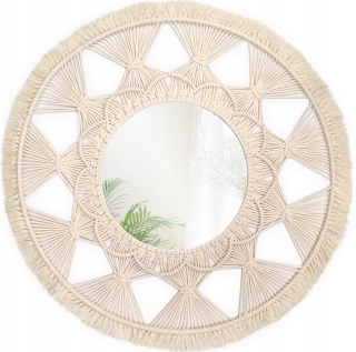 Zrkadlo do predsiene - Nástenné zrkadlo makrama boho natural xl