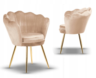 Kuchynská, jedálenská stolička - Shelly Beige Gold Leg-Glamour v štýle