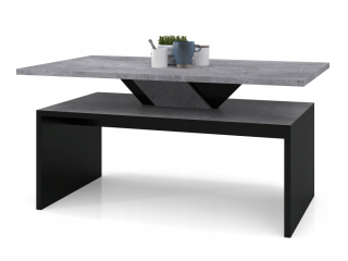 Konferenčný stolík do obývačky - SISI Concrete/Black ~ MODERNÝ LAVIČKOVÝ ŠEDÝ STÔL