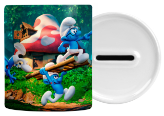 Pokladnička pre deti - Detská prasiatka Smurf s menom zadarmo