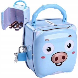 Pokladnička pre deti - Piggy Bank pre detské kovové prasa + visiaci zámok