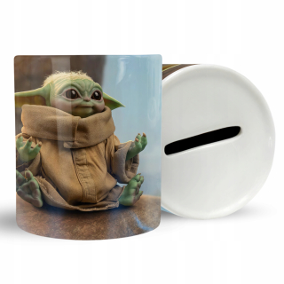 Pokladnička pre deti - Piggy Bank Gift Baby Yoda filmy + bezplatný text