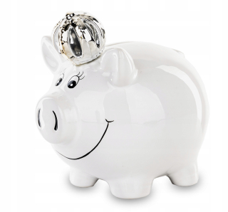 Pokladnička pre deti - Piggy Piggy Bank White Ceramics 11.5x11x9cm 146879