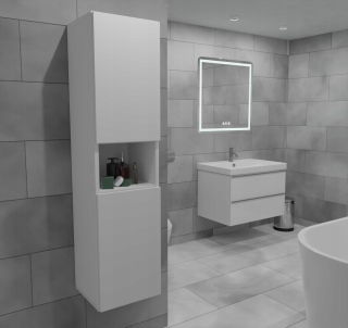Skrinka do kúpeľne - Bella Gold Cabinet so zrkadlom čierny matný 50 cm