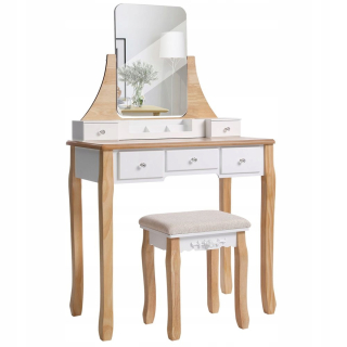 Toaletný stolík - SongMics White toaletnostná tabuľka 80 x 138 x 40 cm stolica vrátane