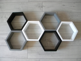 Polica do detskej - Pine police Honeycomb Hexagon Set 6 ks