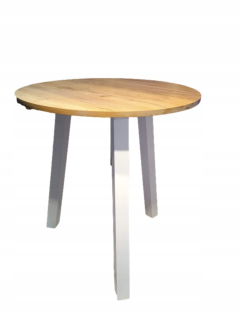 Kuchynský stôl - Okrúhly stôl 70 cm dubové remeselné biele nohy 3