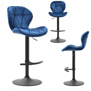 Barová stolička do kuchyne - Štýlový bar Hocker vyrobený z velor 29 Navy Blue Black