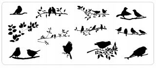 Šablóna maľovanie stenu - Viacnásobná -maľovacia šablóna 12 X Birds