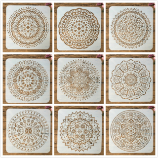 Šablóna maľovanie stenu - Šablóny scrapbookingu Mandala - 9 kusov