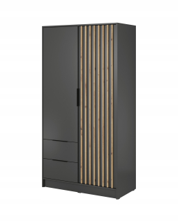 Šatníková skriňa do študenskej izby - Šatník 105 cm lamele nevia graphit Color Selection