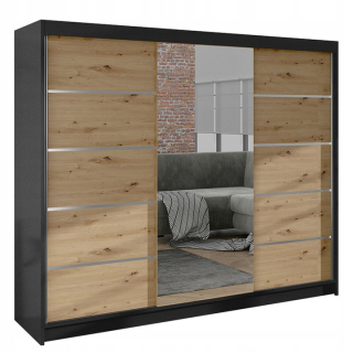 Šatníková skriňa do študenskej izby - Biely šatník s vysokým leskom so šírkou zrkadla 270 cm
