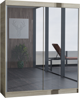 Šatníková skriňa do študenskej izby - Posuvná šatníka so zrkadlom lamelou 280 cm podkrovím