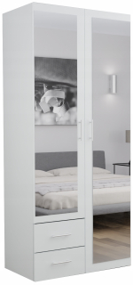 Šatníková skriňa do študenskej izby - Šatník 3 Benátky Biała 2 zrkadlá 80x190 pre obývaciu izbu
