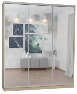 Šatníková skriňa do študenskej izby - 3D šatník 160x250 - High - Sonoma - Mirror P