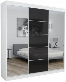 Šatníková skriňa do študenskej izby - 3D1L Marbella šatníka 160 cm biely lakobel+2x zrkadlo
