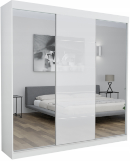Šatníková skriňa do študenskej izby - 3D1L Marbella Wardrobe 190 cm biele 2x zrkadlo+Lacobel