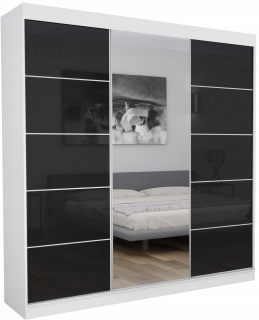 Šatníková skriňa do študenskej izby - 3D2L šatníka Lugo 150 cm biely lakobel + zrkadlo
