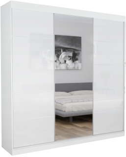 Šatníková skriňa do študenskej izby - 3D2L šatníka Lugo 170 cm biely 2x lacobel + zrkadlo