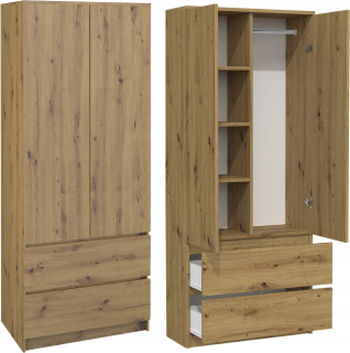 Šatníková skrina - Šatníkové šatníkové dvere 2 zásuvky SS-90 Oak Artisan