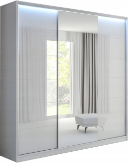 Šatníková skriňa do študenskej izby - Laila Wardrobe 200 x 250 3D2L LACOBEL - Biela