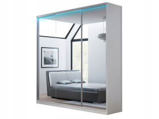 Šatníková skriňa do študenskej izby - ŠATNÍK MEWA 180x250 3D zrkadlo P - HIGH LINE