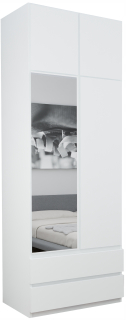 Šatníková skriňa do študenskej izby - Patrycja Wardrobe 70x242 1 biele zrkadlo s predĺžením