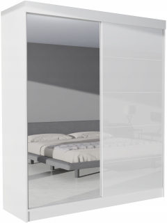 Šatníková skriňa do študenskej izby - Šatník Peru 2d 110x205 White Lacobel Mirror White