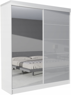 Šatníková skriňa do študenskej izby - Šatník Peru 2d 170x205 White Lacobel Grey Mirror