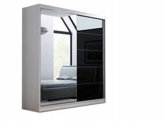 Šatníková skriňa do študenskej izby - Posuvná šatníka ara 170 - zrkadlo - Black Lacobel