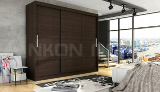 Šatníková skriňa do študenskej izby - Posuvná šatníka bez zrkadla 250 cm šatníka Wenge