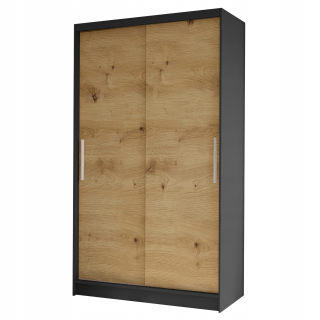 Šatníková skriňa do študenskej izby - Kabinet Industrial Loft RTV 180 Wotan /Black Mat