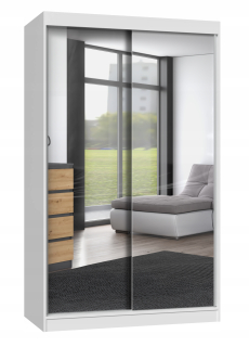 Šatníková skriňa do študenskej izby - Posuvné šatníky IGA 120 cm dvere 2 zrkadlá biele