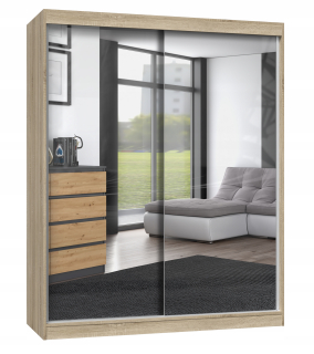 Šatníková skriňa do študenskej izby - Posuvné šatníky IgA 160 cm 2 Sonoma Oak zrkadlá
