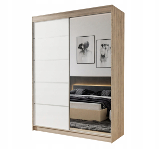 Šatníková skriňa do študenskej izby - Posuvná šatníka so zrkadlom 120 cm - 120x200x58