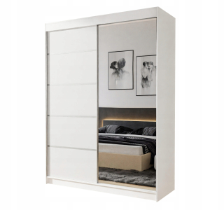 Šatníková skriňa do študenskej izby - Šatník so zrkadlom 150 cm 150x200x58 police + palica