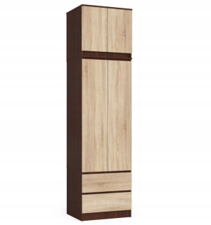 Šatníková skriňa do študenskej izby - Šatník s predĺžením S60 2d 2Sz Clp Wenge / Sonoma
