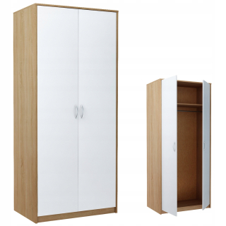 Šatníková skriňa do študenskej izby - ŠATNÍK, tyč na šaty, polica, Stojan na šaty SZ04 SONOMA-WHITE