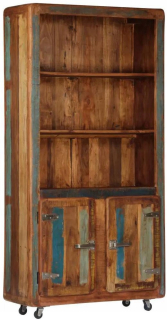 Skrinka, 90x35x183 cm, obnovené masívne drevo