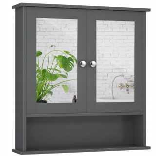 Skrinka do kúpeľne - Závesné kúpeľňové skrinka so zrkadlom 56 x 13 x 58