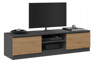 Skrinka pod TV - RTV kabinet 140 cm stolov anthracite dubový remeselník