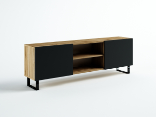 Skrinka pod TV - Kabinet RTV 160 Oak Votan Black Mat Loft High