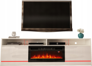 Skrinka pod TV - RTV Cabinet Disparo 5 200 cm Biela rohož Gloss + LED